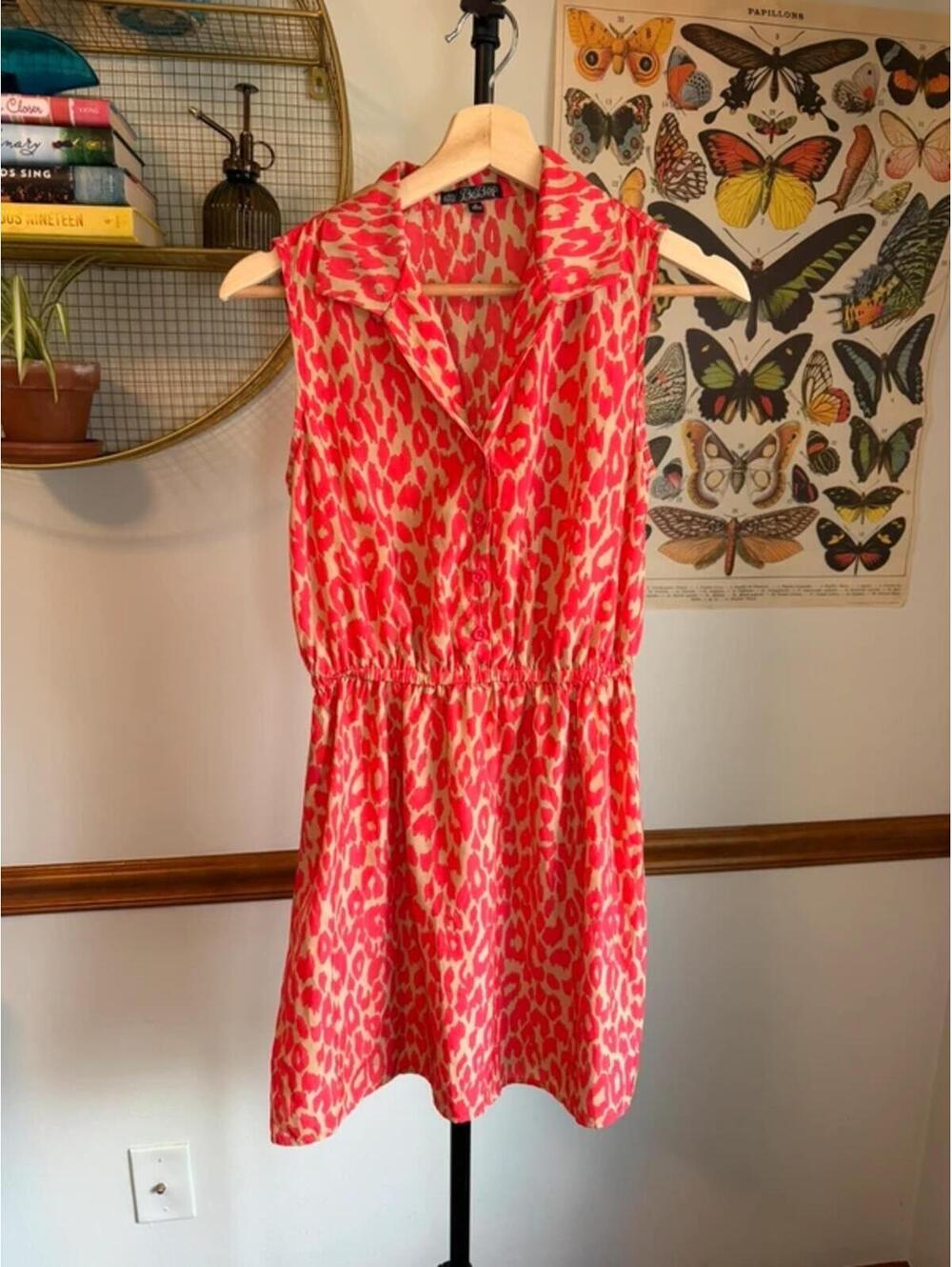 Cheetah Print Orange and Tan Collared Dress Size 4